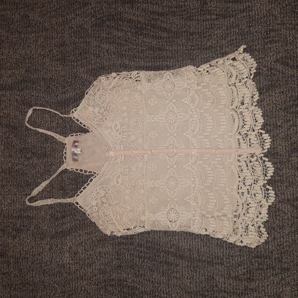 Temp White Floral Lace Camisole Size Small